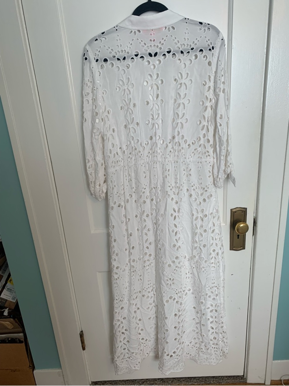 Lilly Pulitzer Amrita Midi Dress Resort White Soiree Eyelet Size 14-No Slip/Belt - Picture 8 of 8